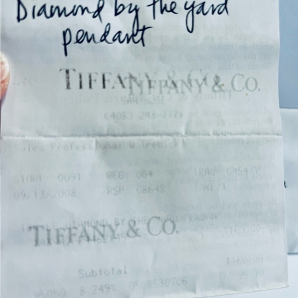 TIFFANY & CO / ELSA PERETTI 18K GOLD DIAMOND BY THE YARD PENDANT NECKLACE .24CT - Picture 4 of 12